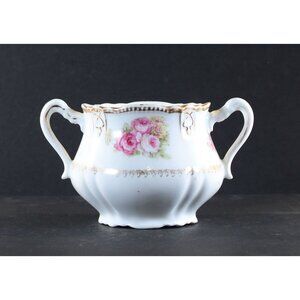 Three Crown China Sugar Bowl No Lid Rose Pattern Made in Germany 1950s